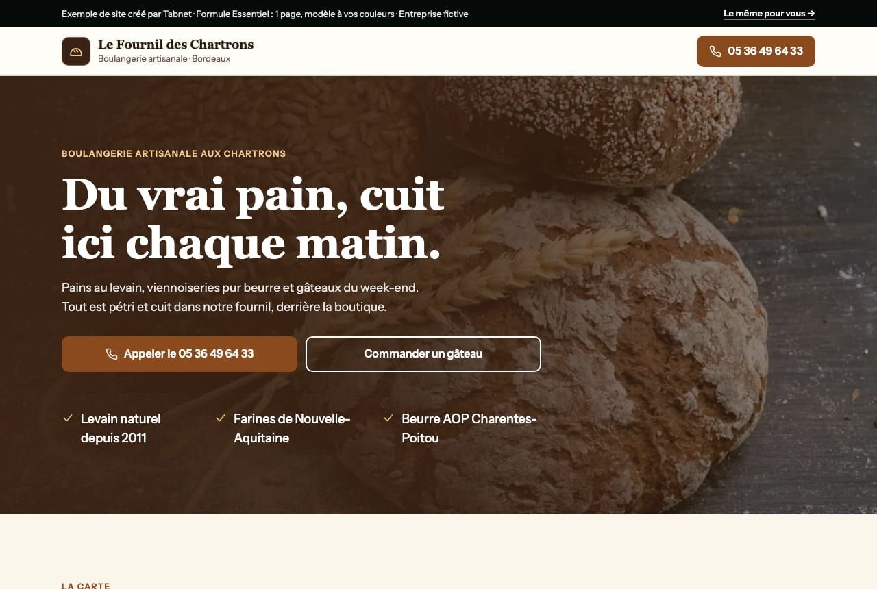 Capture de la page d'accueil