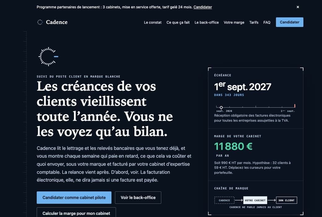 Capture de la page d'accueil