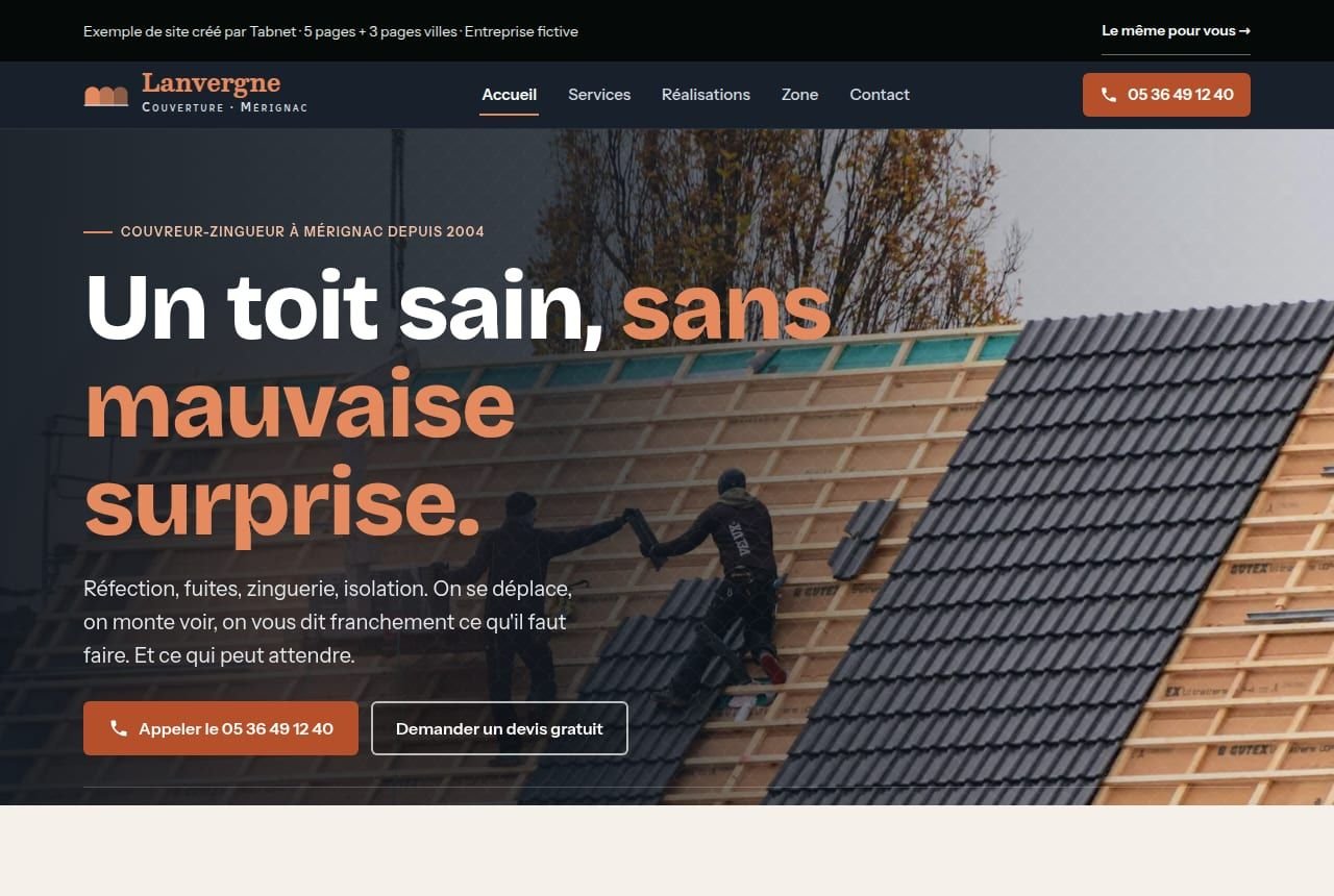 Capture de la page d'accueil
