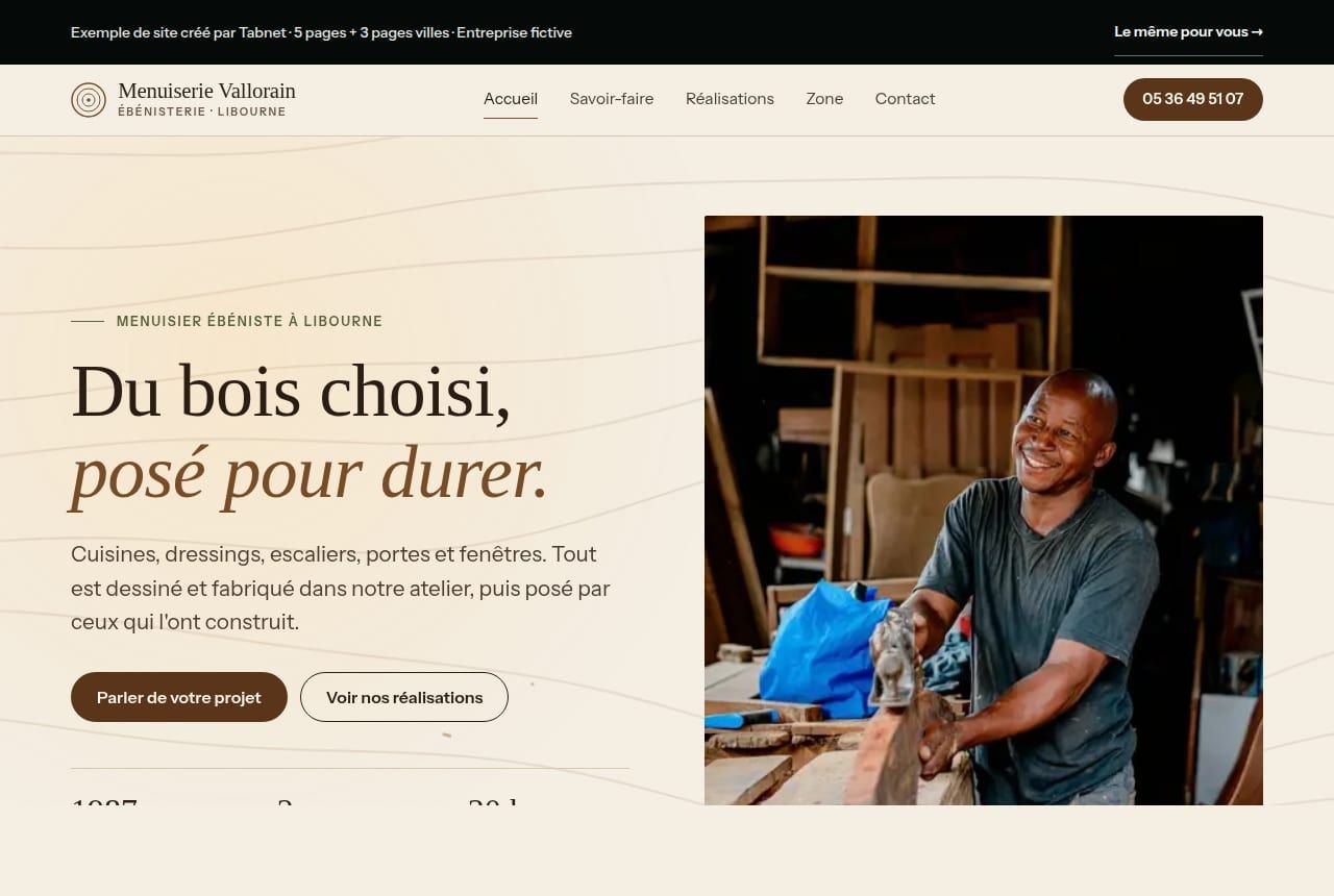 Capture de la page d'accueil