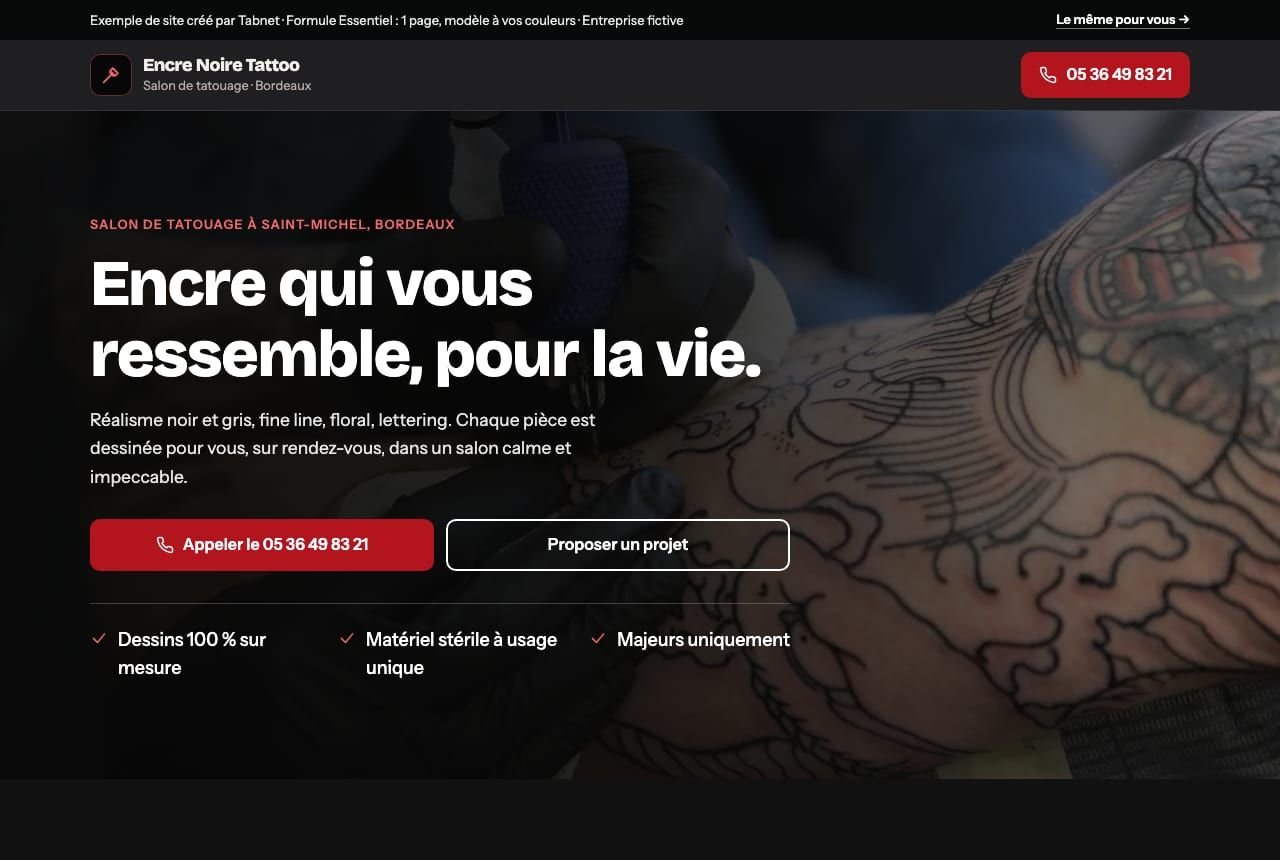 Capture de la page d'accueil